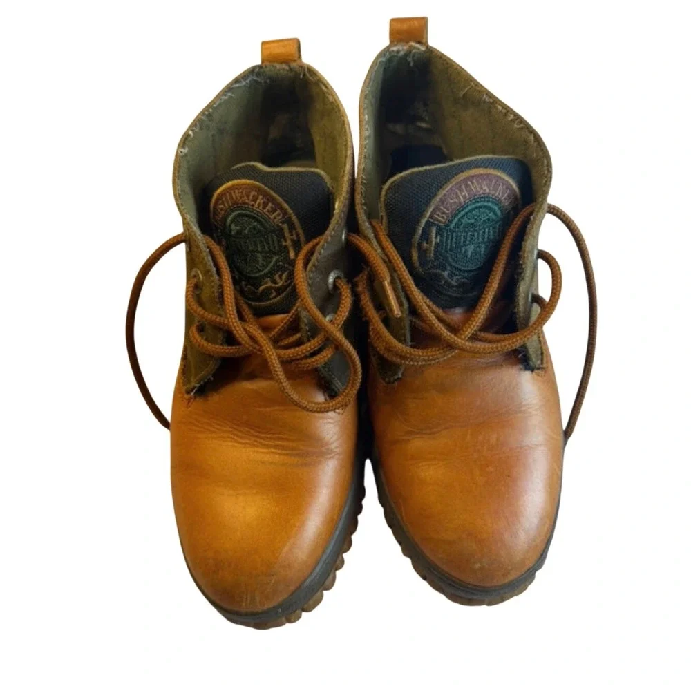 Flawed Gems! Buffalo Bushwacker Leather Hiking Boots Tan Olive Green 8D 3684-08